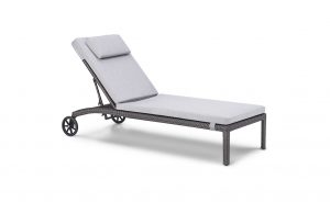 OHMM Outdoor Palm Sun Lounger Wheels No Arms With Cushion And Headrest