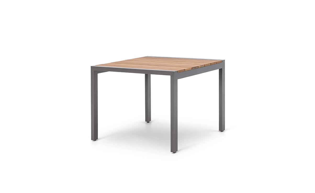 OHMM Latitudes Dining Table 100x100 With Slatted Teak Top