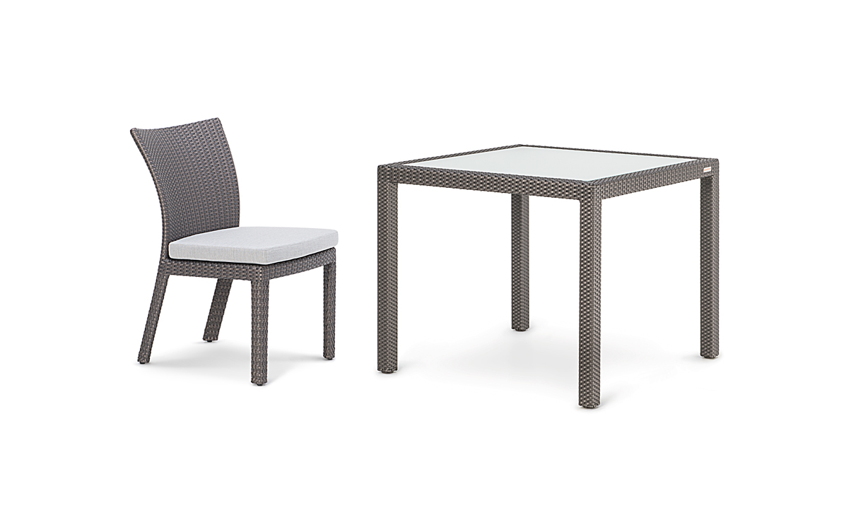 PALM DINING SET <br>4 CHAIRS & TABLE 90x90CM <br>WITH GLASS INSERT