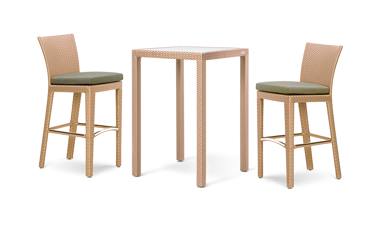 PALM 2 BAR CHAIRS & PARTU BAR TABLE 60X60CM INC FROSTED GLASS INSERT