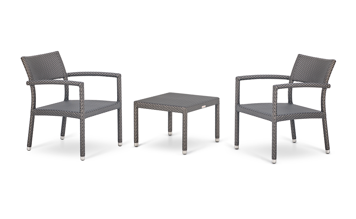 FLO 2 CLUB CHAIRS WITH SIDE TABLE TITANIUM FIBRE